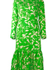 Chloe Dress - Floral Green Silk