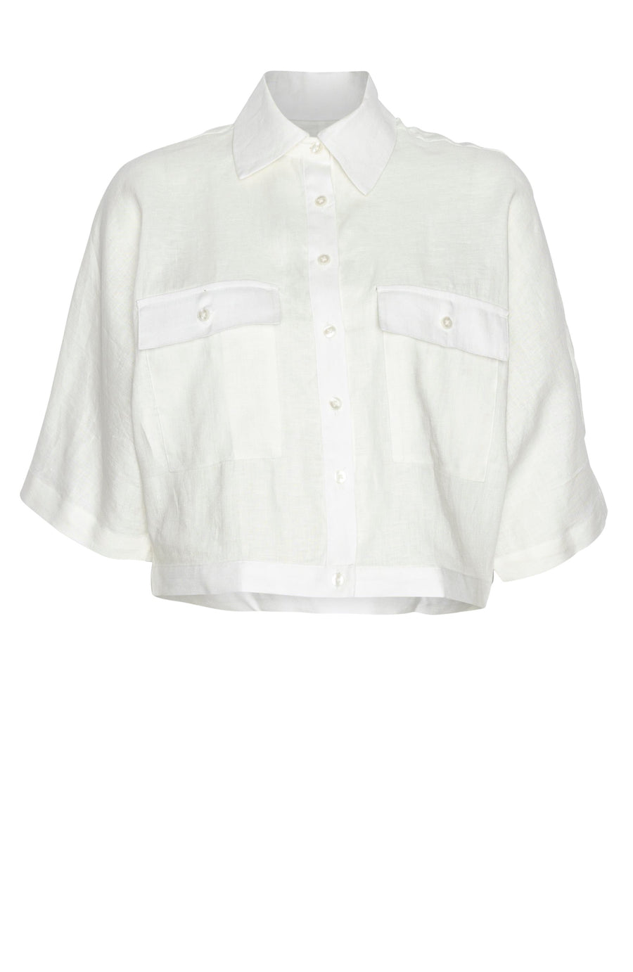 Kimono Sleeve Shirt White Linen