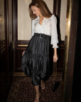Tier Skirt in Black Small Dot