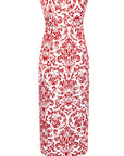 Liza Dress in Red Damask Linen