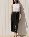 Nicolas Skirt Black White Dot Linen