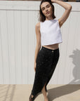 Nicolas Skirt Black White Dot Linen