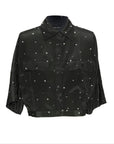 Kimono Sleeve Shirt Black White Dot Silk