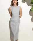 Charlie Dress Black White Dot Linen