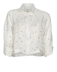 Kimono Shirt in White Polka Silk