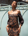 Clementine Dress - Tribal Tan Black in Lightweight Linen