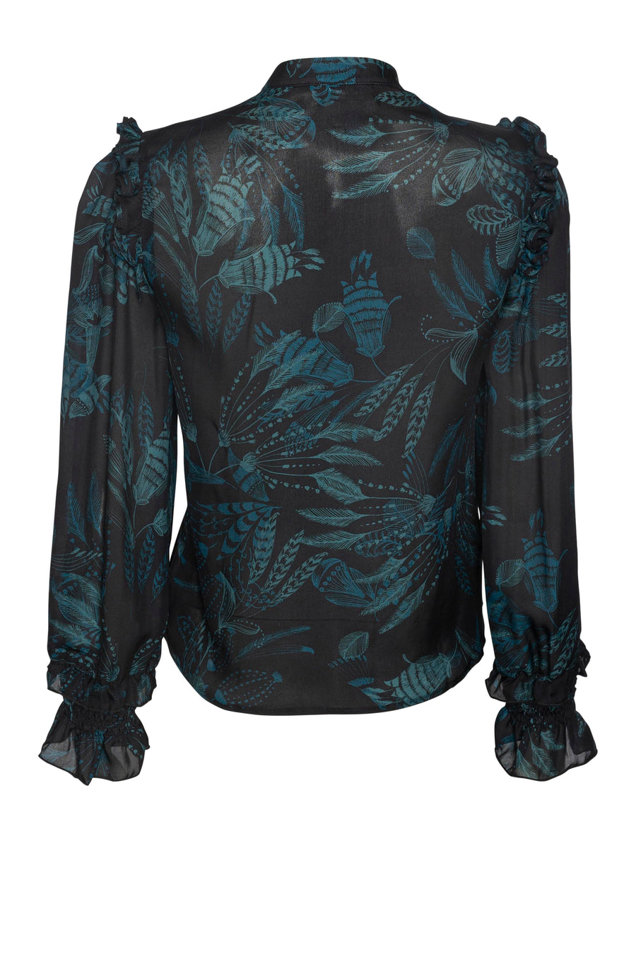 Cosette Blouse - FEATHERS Black Navy in Double Georgette