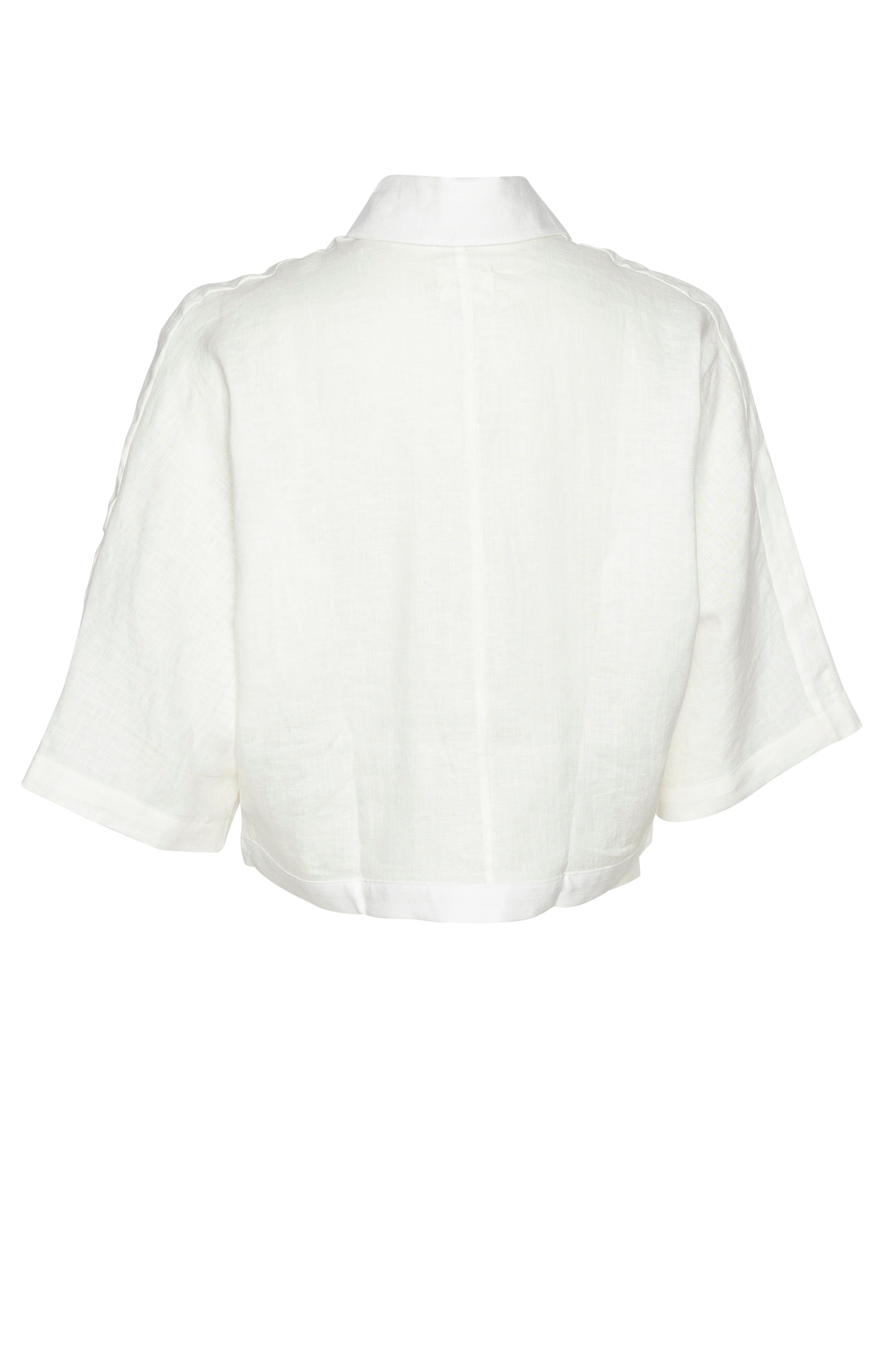 Kimono Sleeve Shirt White Linen