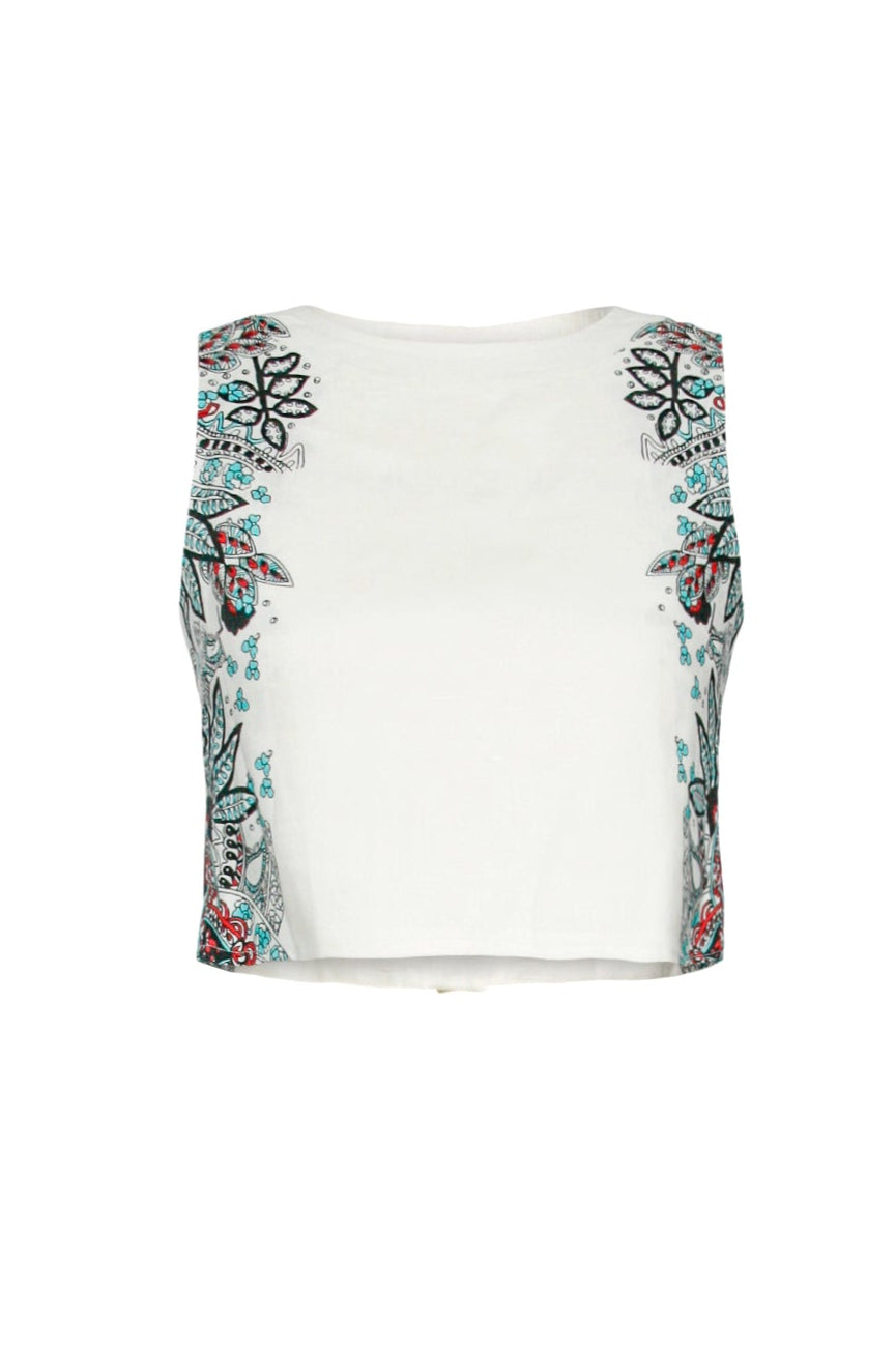 Nicolas Top Mirrored Paisley Linen