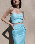Mila Skirt Aqua Linen