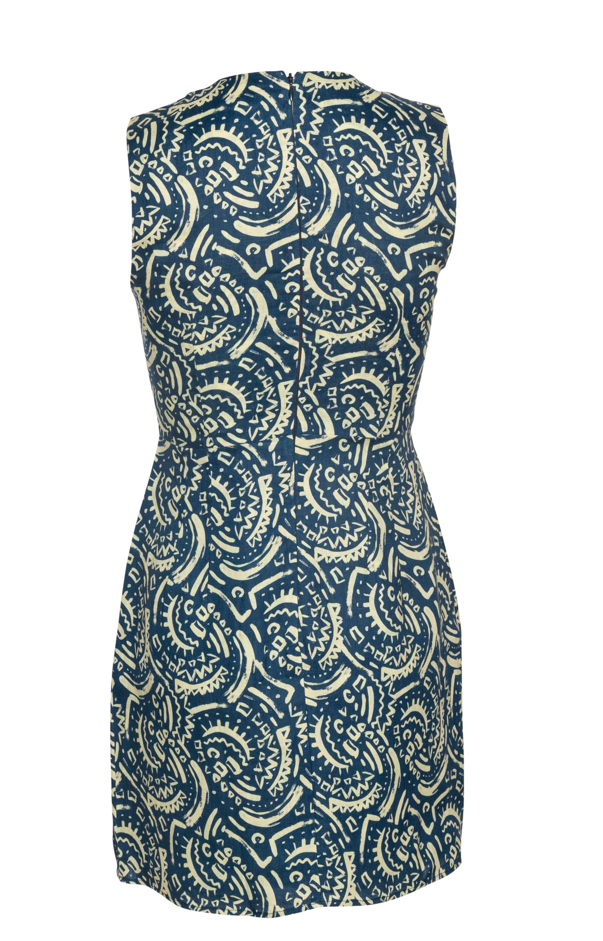 Georgie Dress Tribal Navy Linen