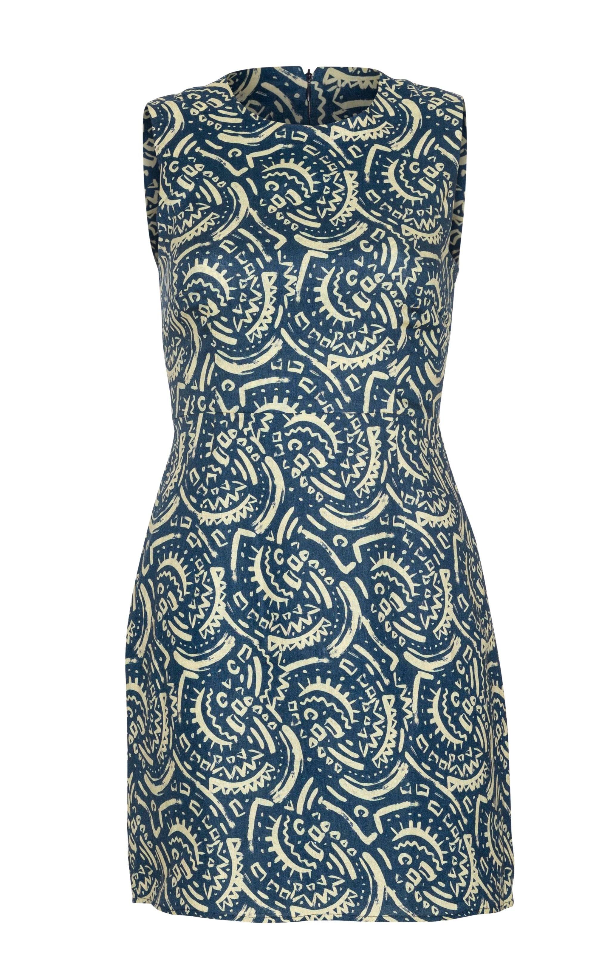 Georgie Dress Tribal Navy Linen