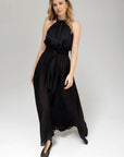 Lola Halter Maxi Black Texture silk