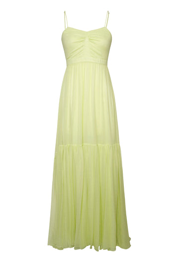 The Céline Dress in Citron Silk Chiffon