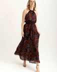 Lola Maxi Halter dress in Dark Paisley