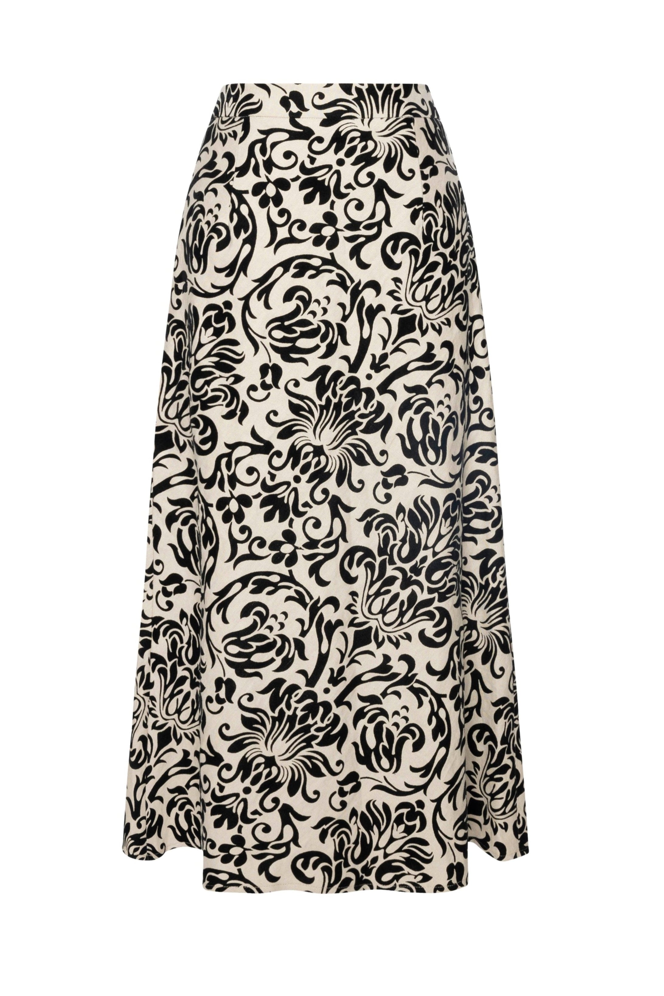 Olivia Skirt in Black Damask Linen