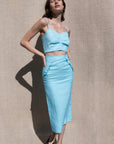 Mila Skirt Aqua Linen