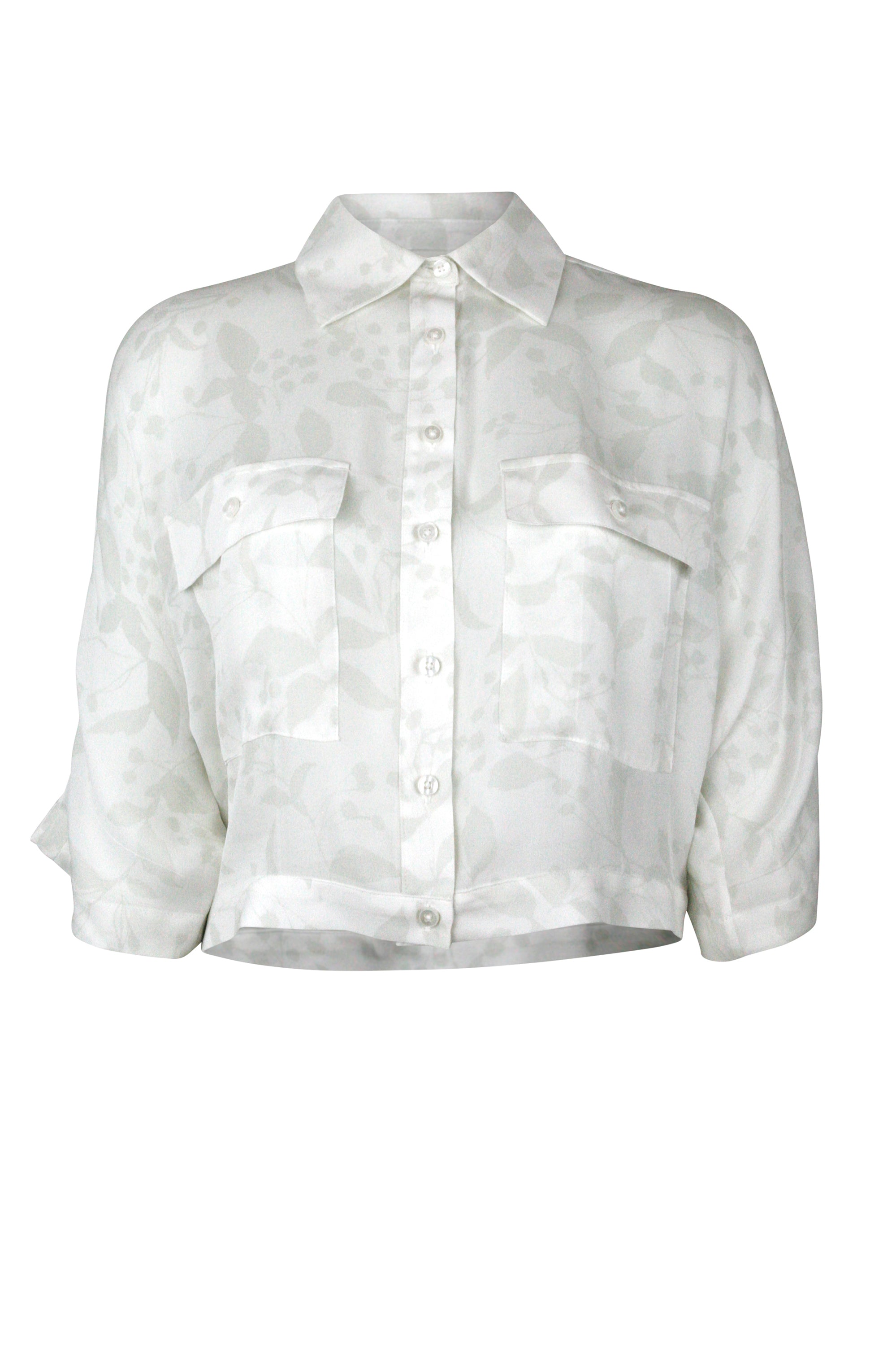 Kimono Sleeve Shirt - Silhouette Floral Silk