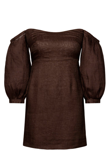 Clementine Dress Brown Linen