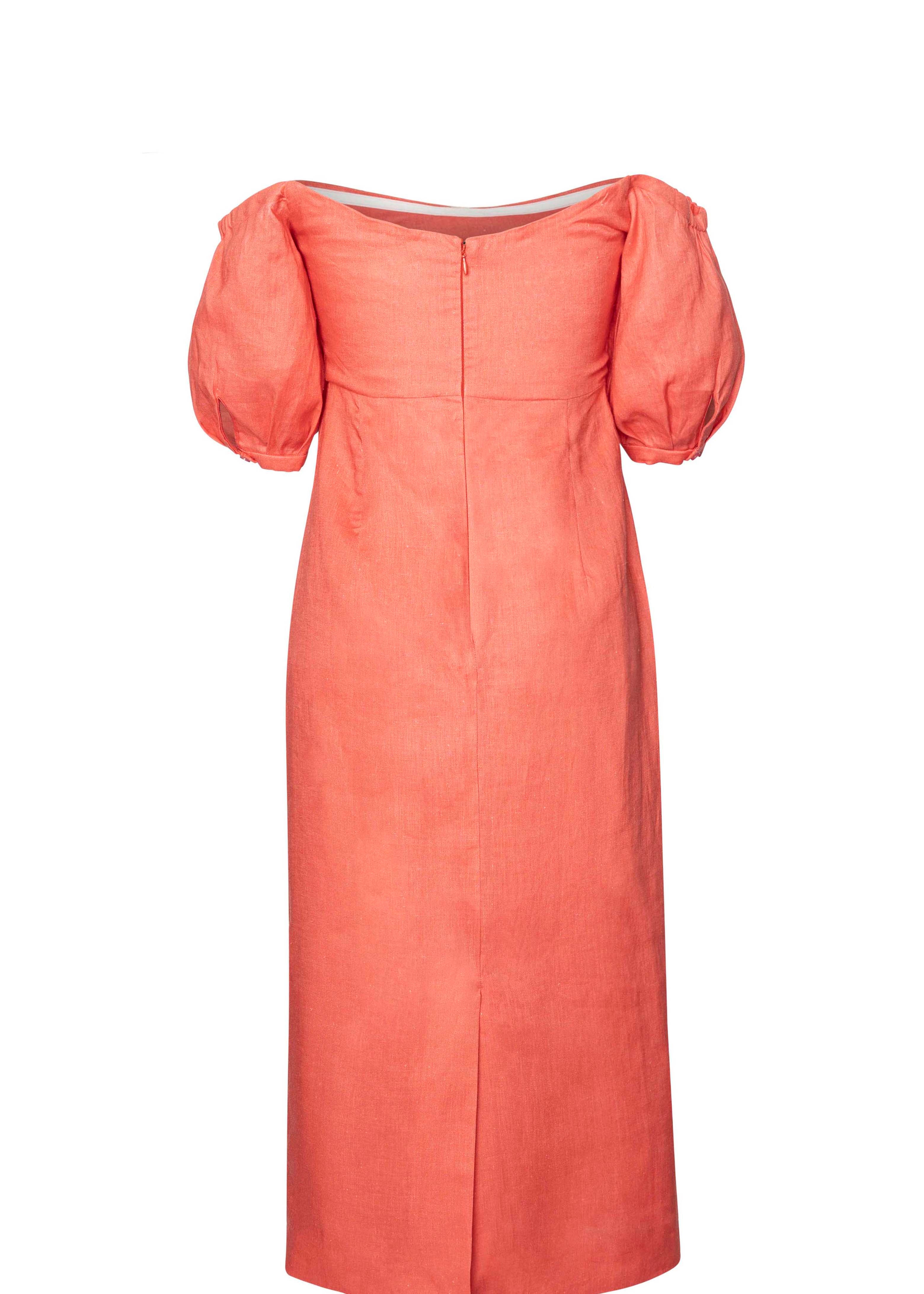 Eliza dress Bright Coral Linen