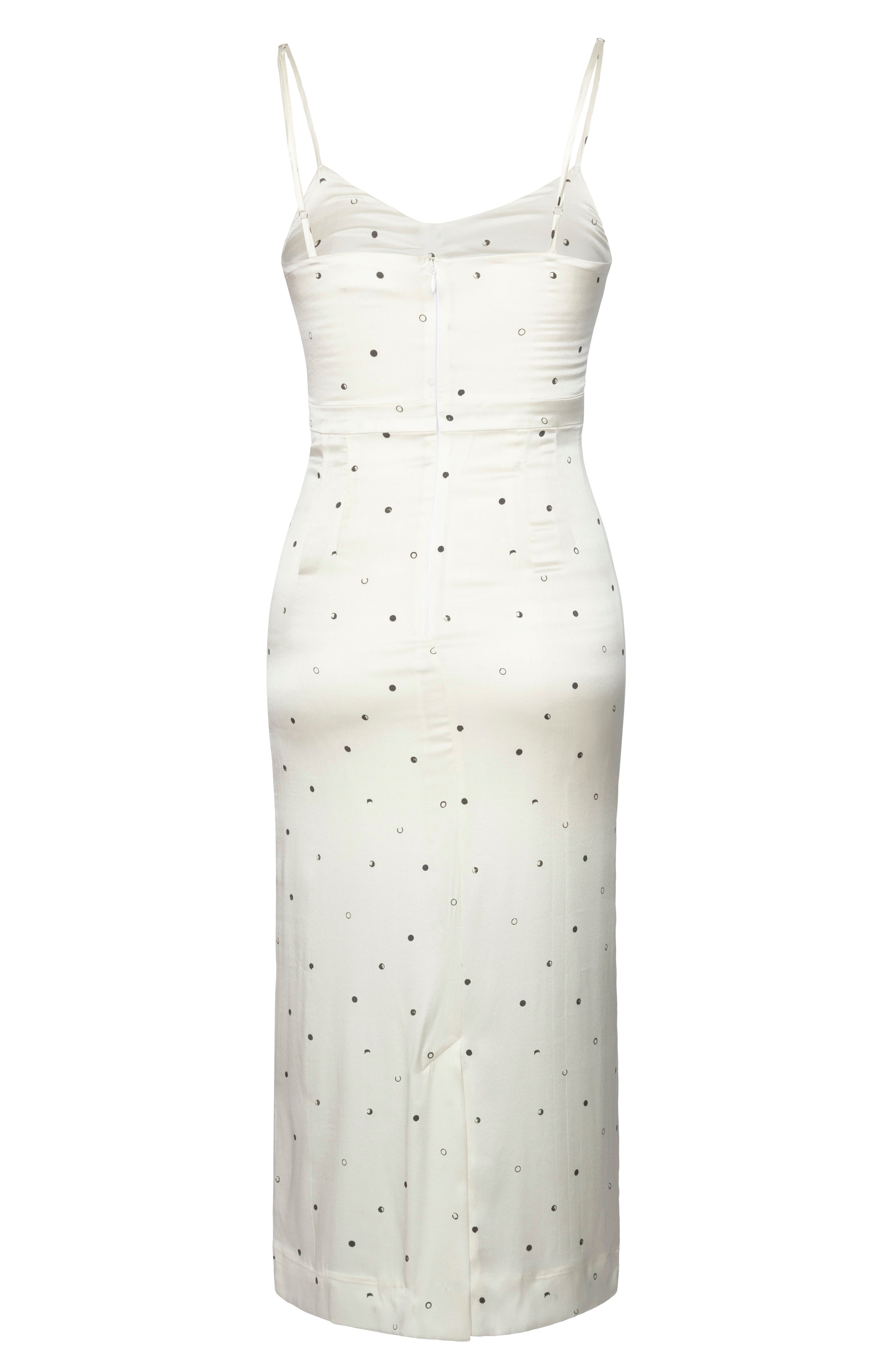 Laura Dress White Black Dot Stretch Silk