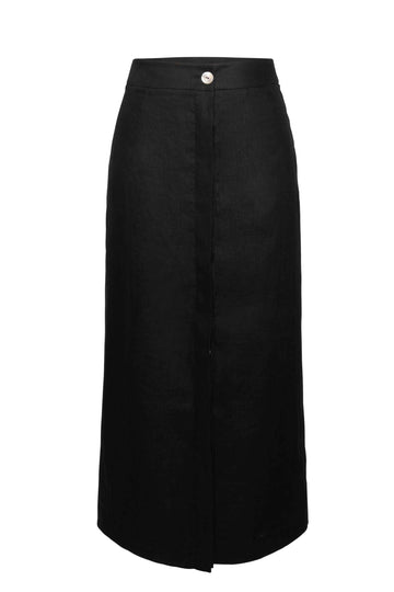 Nicolas Skirt in Black Linen