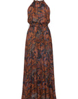 Lola Maxi Halter dress in Dark Paisley