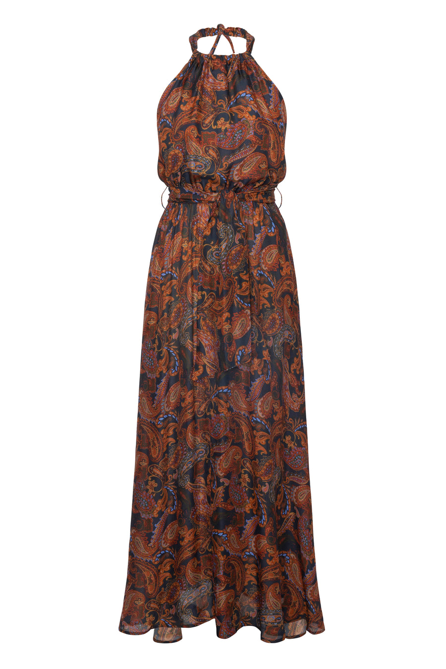 Lola Maxi Halter dress in Dark Paisley