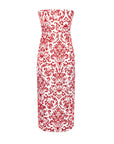 Liza Dress in Red Damask Linen