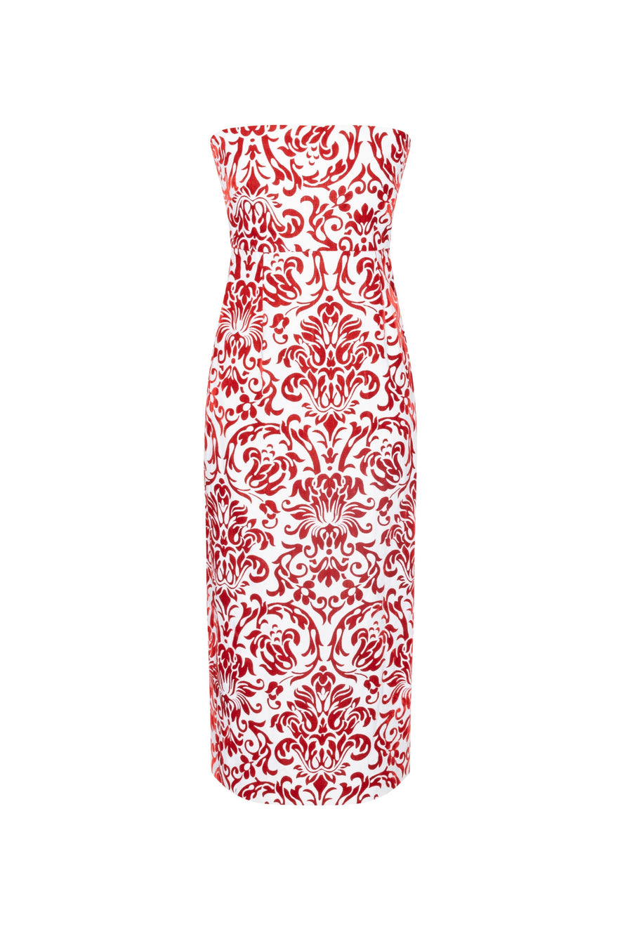 Liza Dress in Red Damask Linen