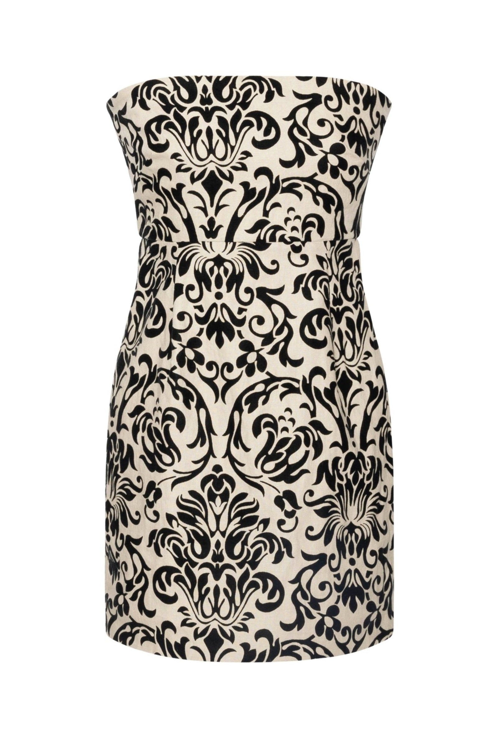 Oscar Dress in Black Damask Linen