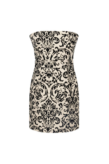 Oscar Dress in Black Damask Linen