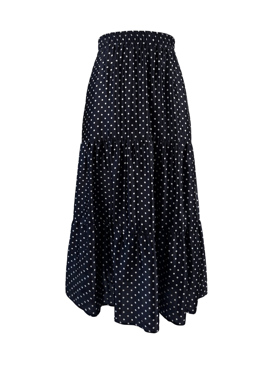 Tier Skirt in Black Small Dot