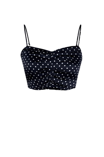 Clémence Top Small Black Dot Black Silk