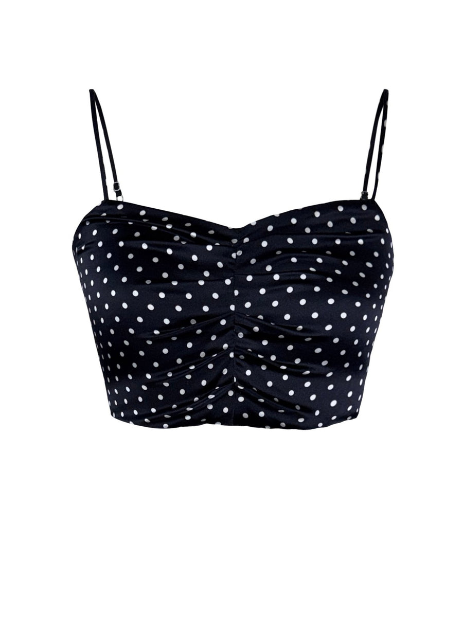 Clémence Top Small Black Dot Black Silk