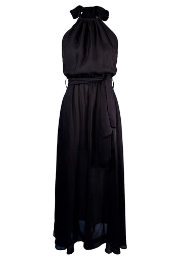 Lola Halter Maxi Black Texture silk