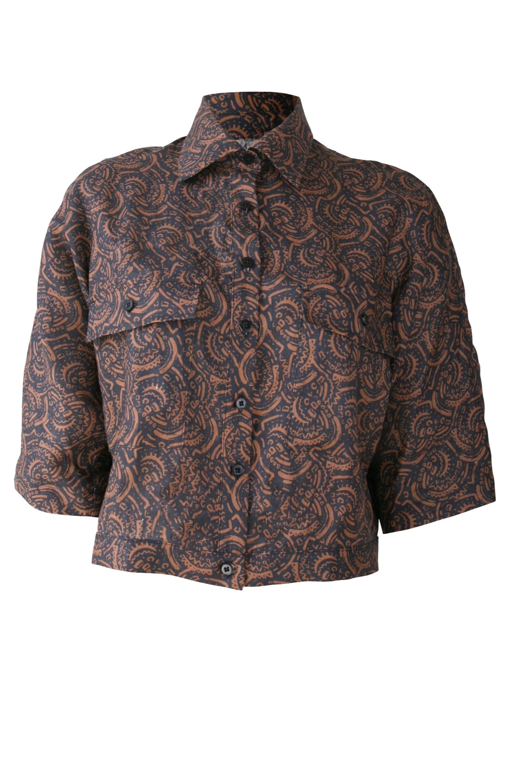 Kimono Sleeve Shirt - Tribal Tan Black