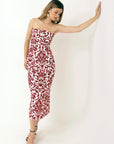 Liza Dress in Red Damask Linen