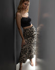 Olivia Skirt in Black Damask Linen