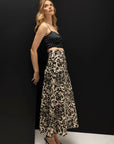 Olivia Skirt in Black Damask Linen