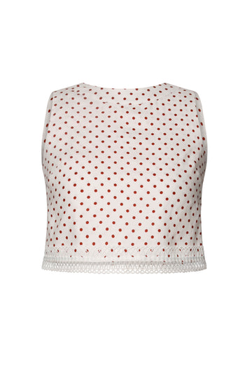 Nicolas Top Red Dot Linen