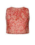 Nicolas Top Abstract Animal Red Linen