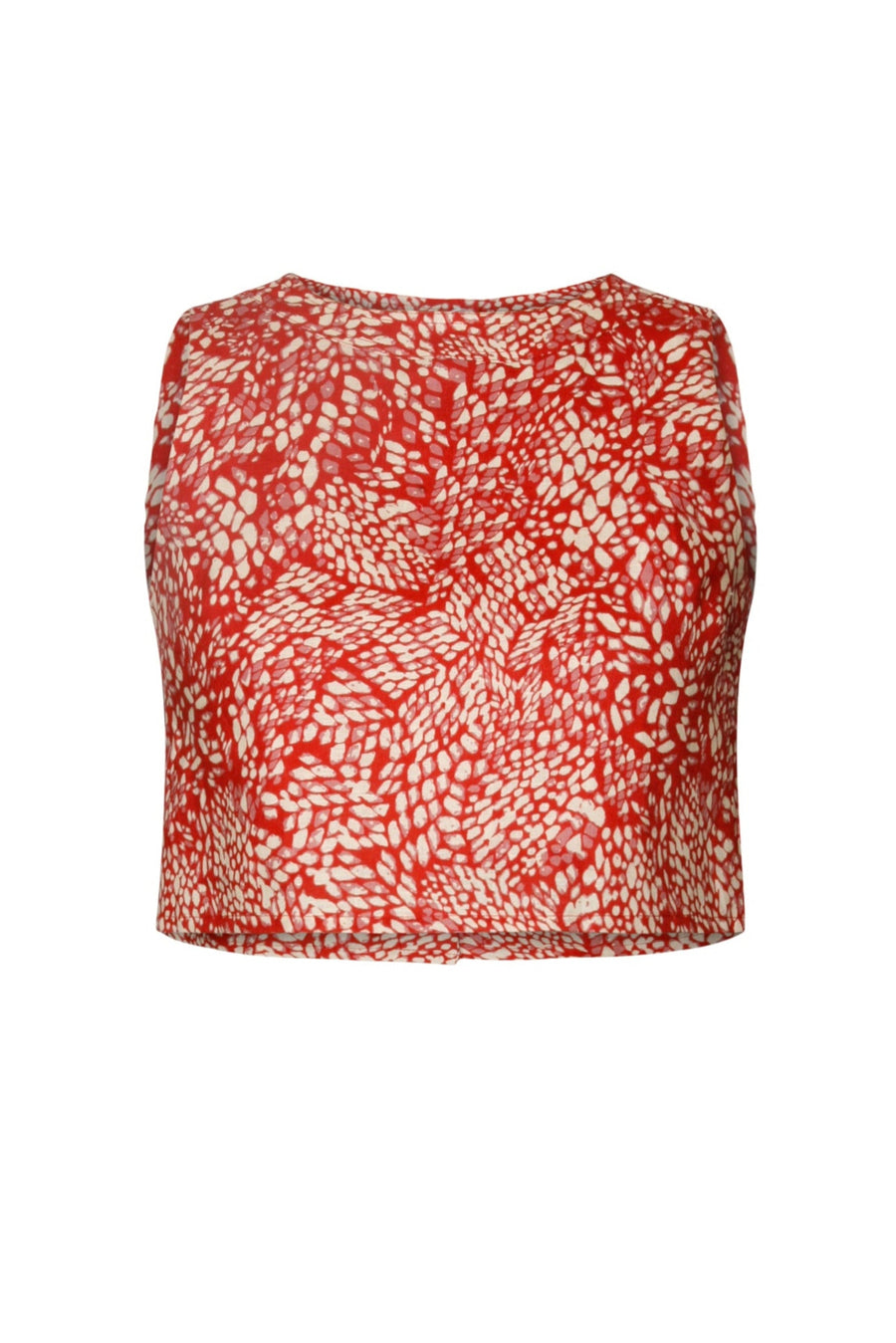 Nicolas Top Abstract Animal Red Linen