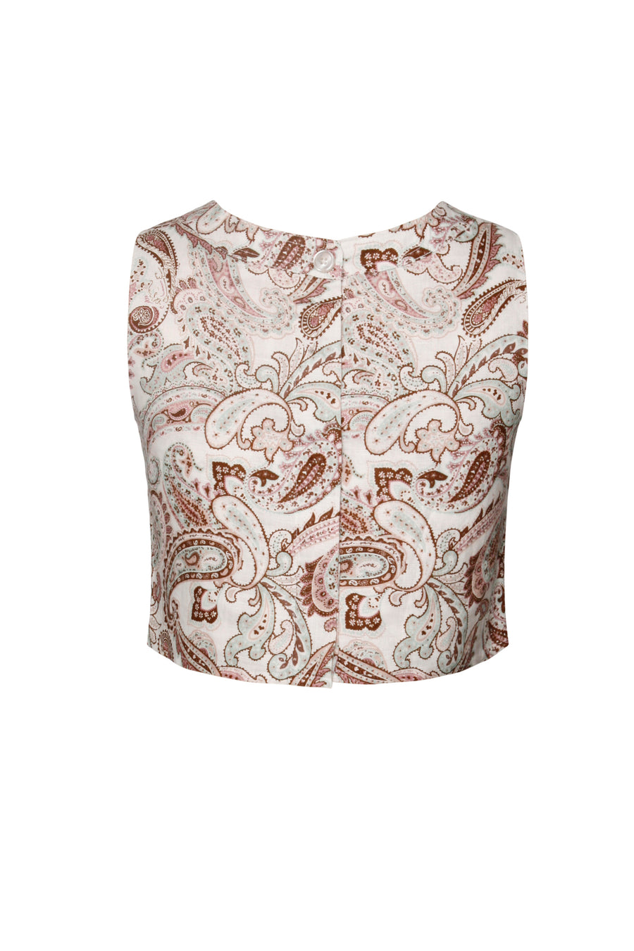 Nicolas Top  White Paisley Linen