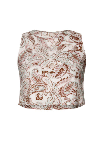 Nicolas Top  White Paisley Linen