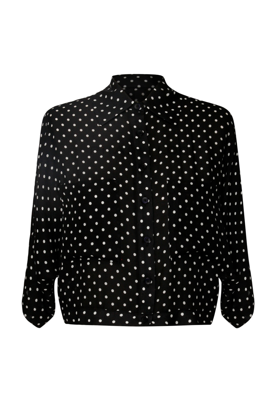 Kimono Blouse in Black mini Dot