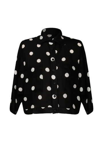 Kimono Sleeve Shirt Black Polka Dot