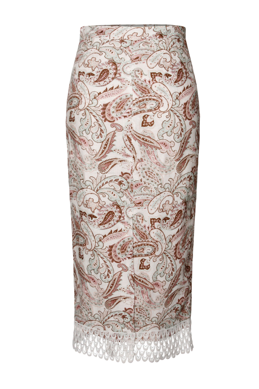 Mila Skirt in White Paisley Linen