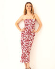 Liza Dress in Red Damask Linen