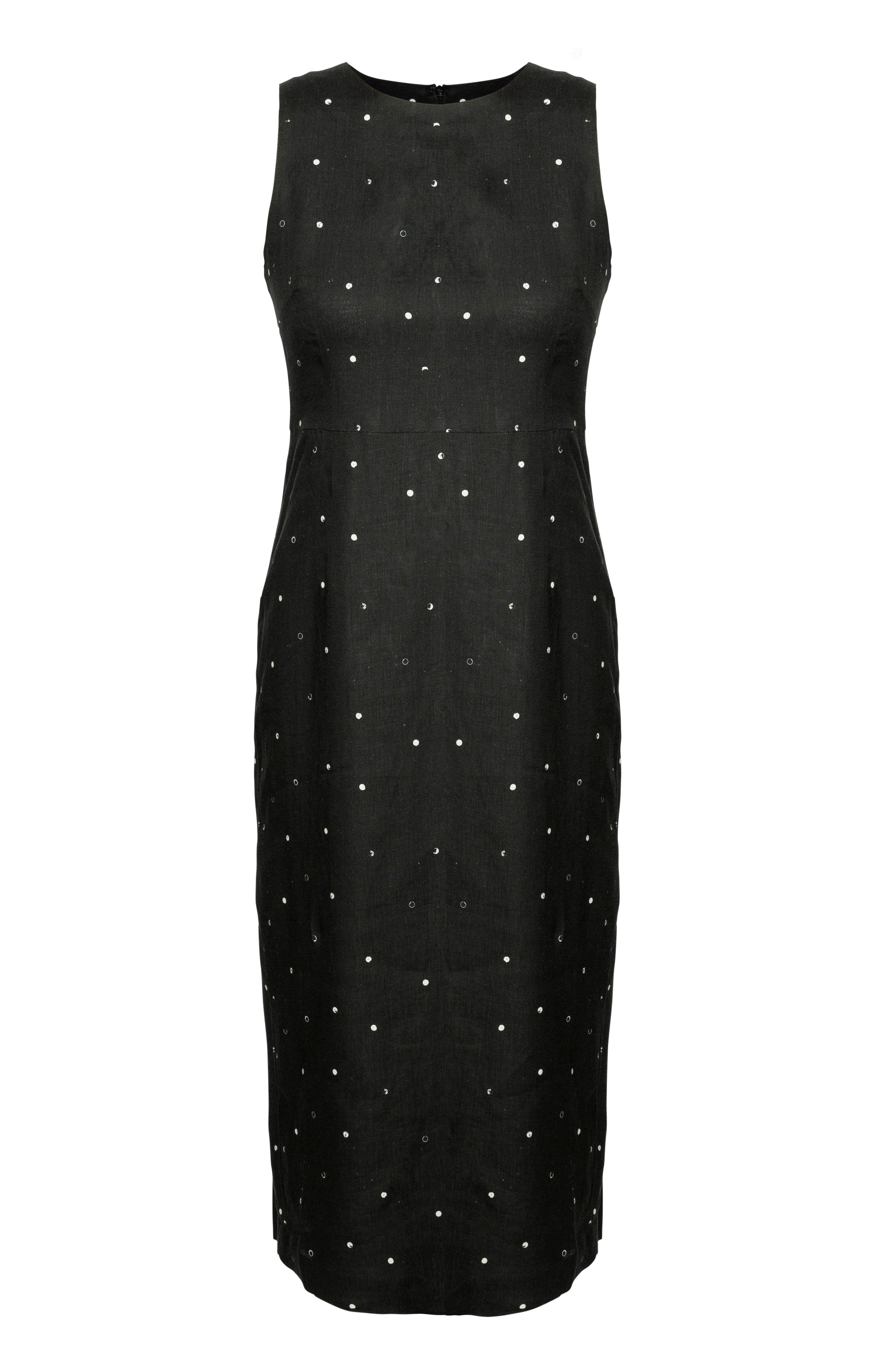 Charlie Dress Black White Dot Linen